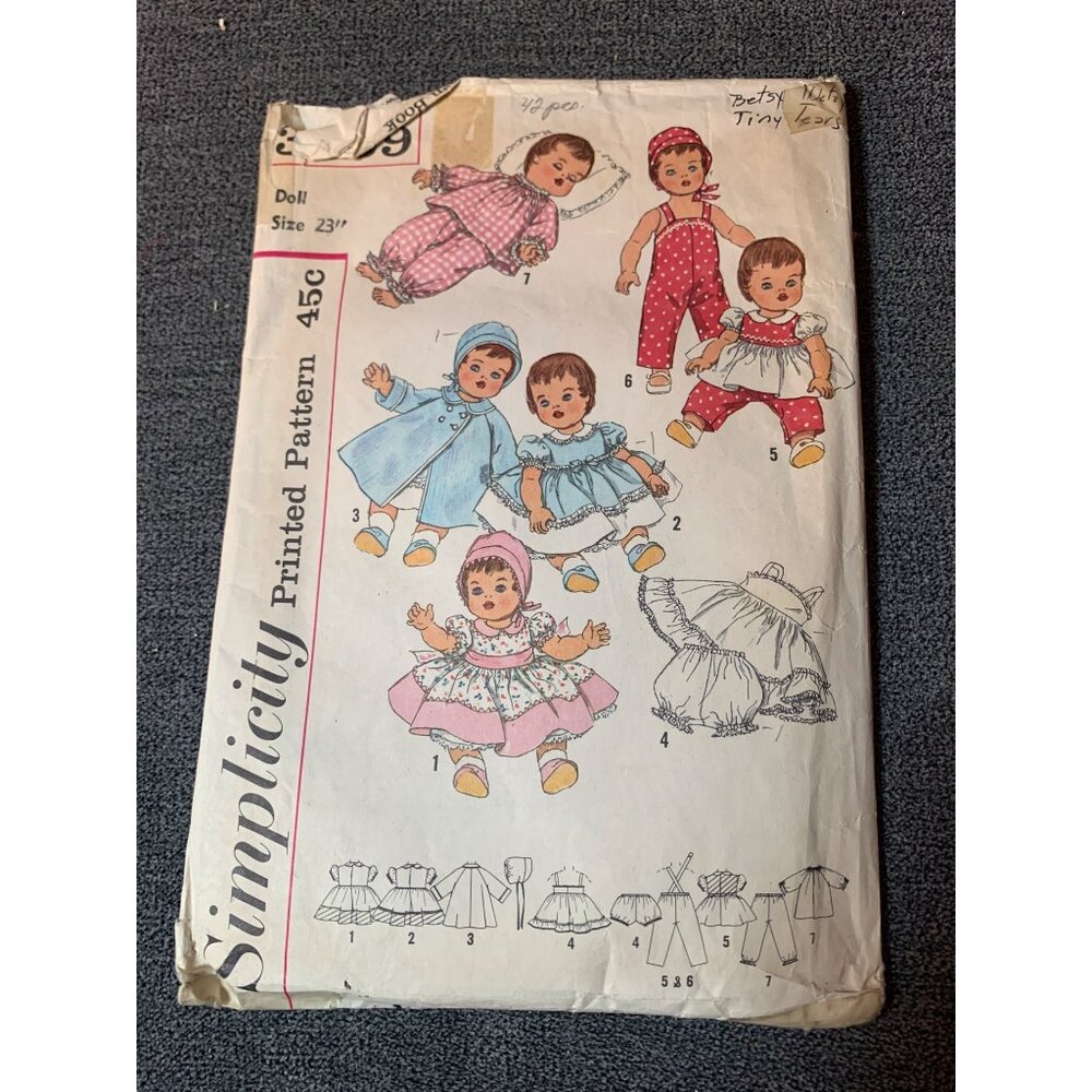 Simplicity 456 Doll Clothes Sewing Pattern Betsy McCall 23" Doll Size 1960s